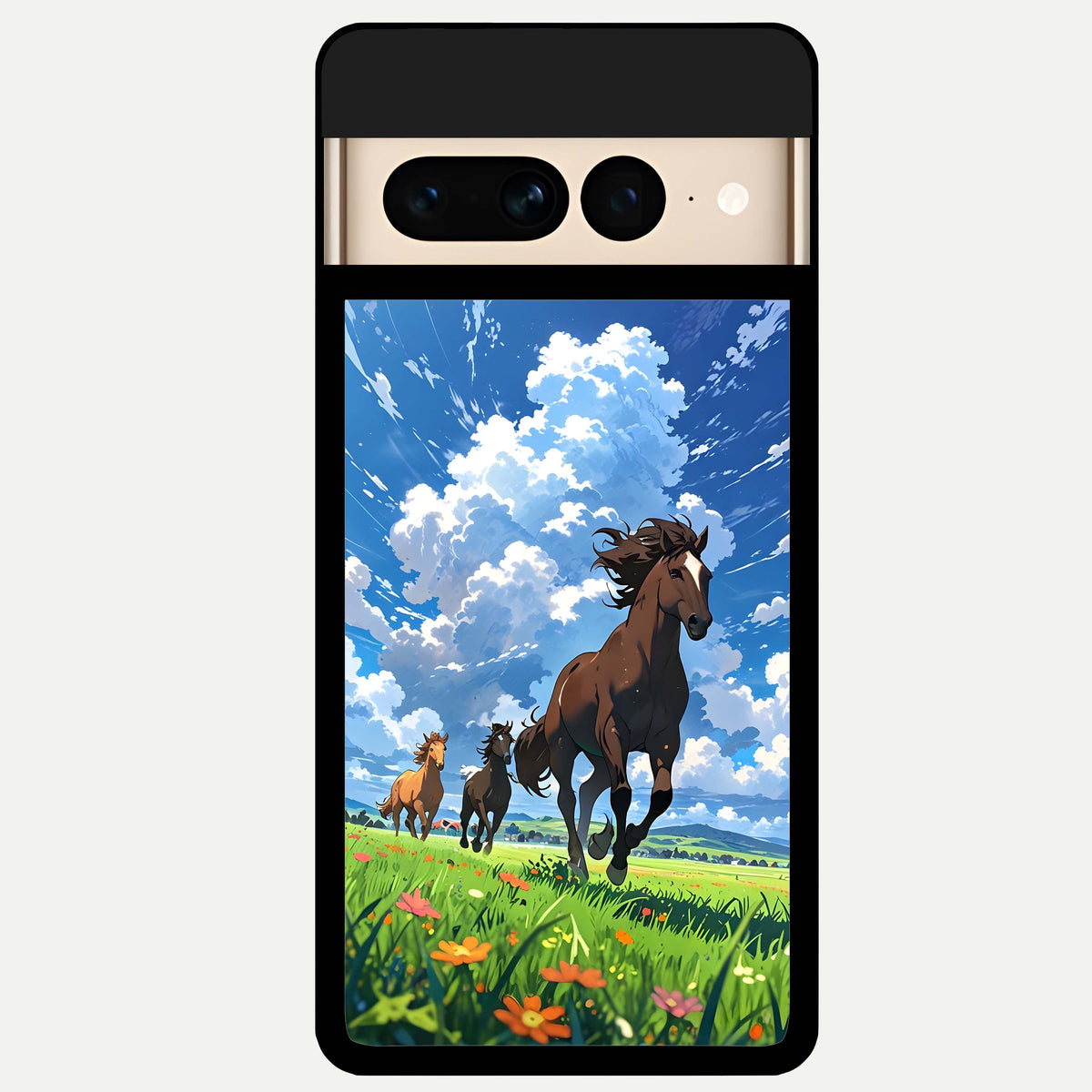  Majestic Horses Galloping Glass Case For Google Pixel 7 Pro back cover – full design glossy printed glass finish