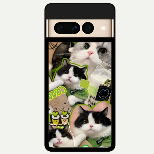  Matcha Cats Mood Glass Case For Google Pixel 7 Pro back cover – full design glossy printed glass finish