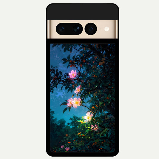  Midnight Bloom Glow Glass Case For Google Pixel 7 Pro back cover – full design glossy printed glass finish