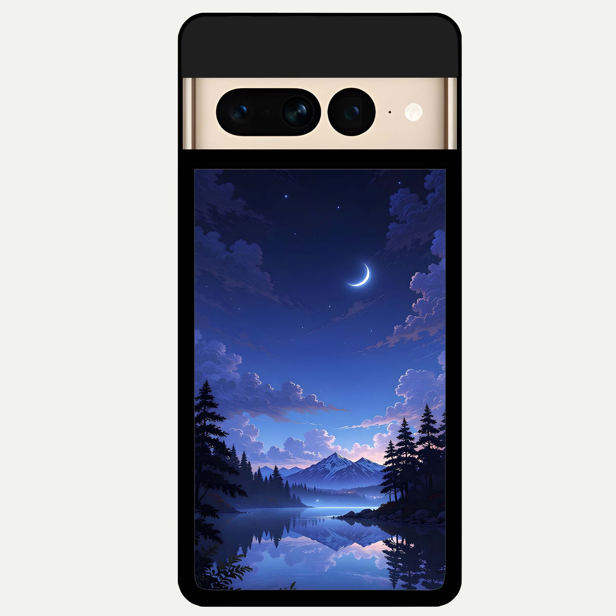  Midnight Lake Peace Glass Case For Google Pixel 7 Pro back cover – full design glossy printed glass finish