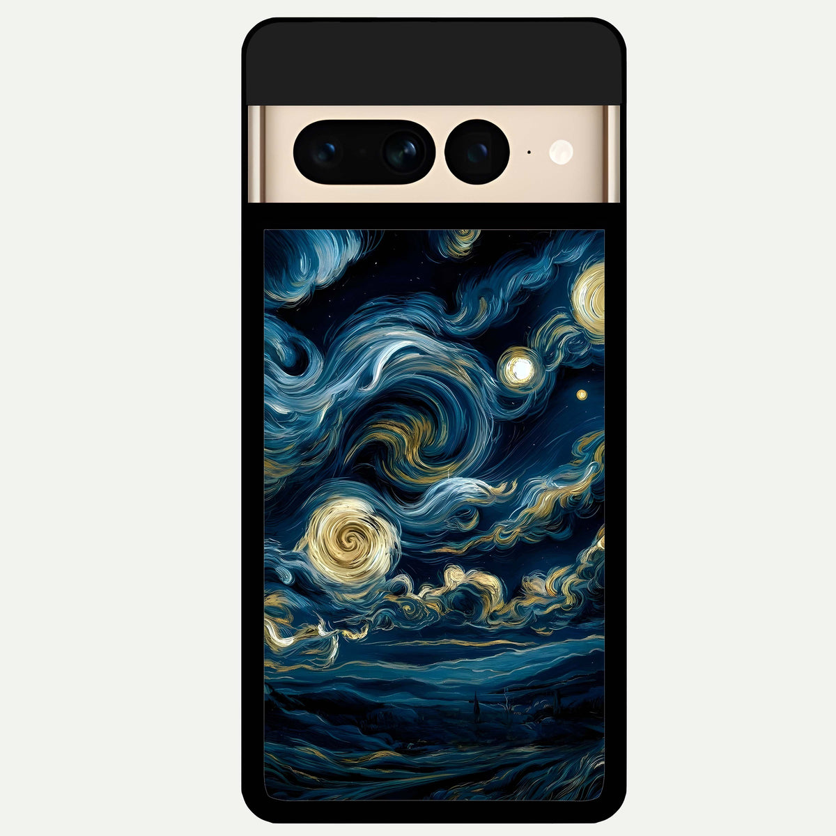  Midnight Sky Whirl Glass Case For Google Pixel 7 Pro back cover – full design glossy printed glass finish