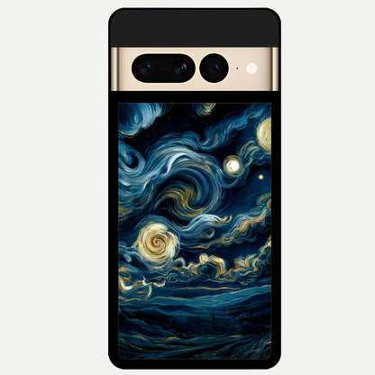  Midnight Sky Whirl Glass Case For Google Pixel 7 Pro back cover – full design glossy printed glass finish