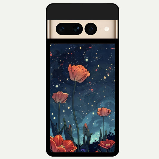  Midnight Tulip Glow Glass Case For Google Pixel 7 Pro back cover – full design glossy printed glass finish