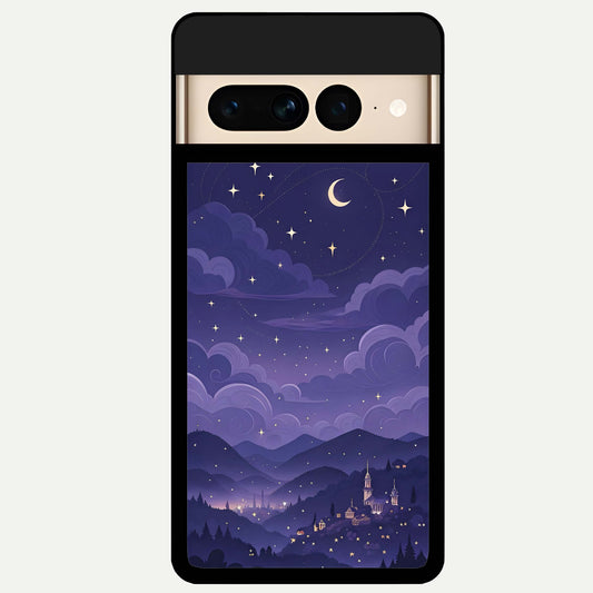  Minimal Night View Glass Case For Google Pixel 7 Pro back cover – full design glossy printed glass finish