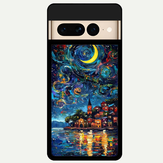  Moonlight Harbor Glow Glass Case For Google Pixel 7 Pro back cover – full design glossy printed glass finish