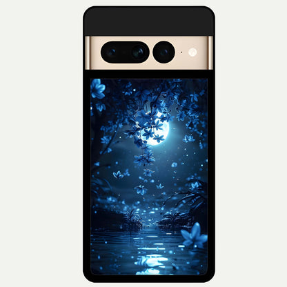  Moonlight Petal Dream Glass Case For Google Pixel 7 Pro back cover – full design glossy printed glass finish
