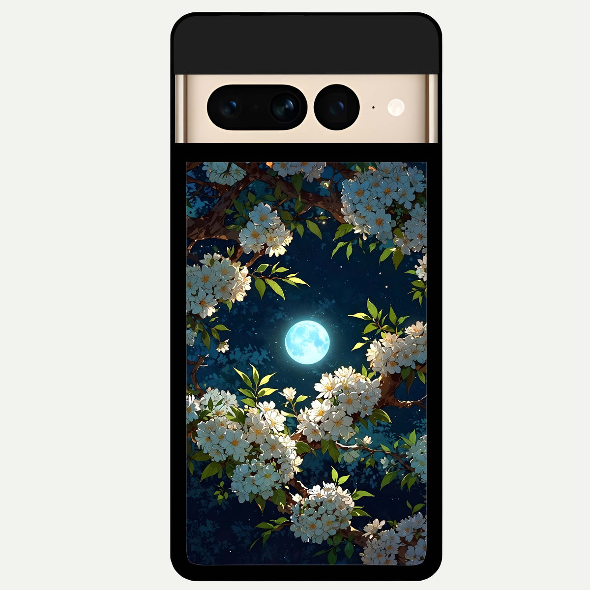  Moonlit Blossom Dream Glass Case For Google Pixel 7 Pro back cover – full design glossy printed glass finish
