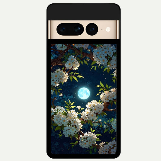  Moonlit Blossom Dream Glass Case For Google Pixel 7 Pro back cover – full design glossy printed glass finish