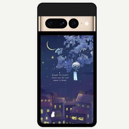  Moonlit Cat Silence Glass Case For Google Pixel 7 Pro back cover – full design glossy printed glass finish