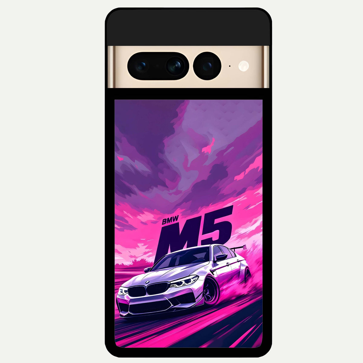  MS Neon Car Glass Case For Google Pixel 7 Pro back cover – full design glossy printed glass finish