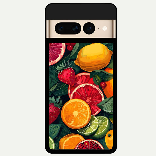 Multiple Fruits Glass Case For Google Pixel 7 Pro back cover – full design glossy printed glass finish