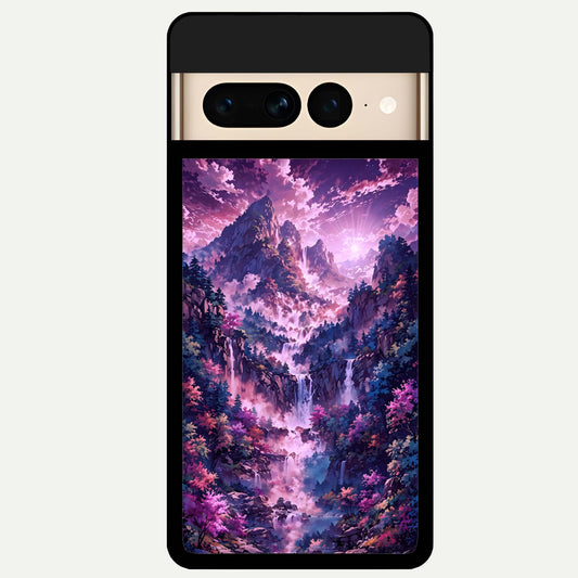  Mystic Cascade Peaks Glass Case For Google Pixel 7 Pro back cover – full design glossy printed glass finish