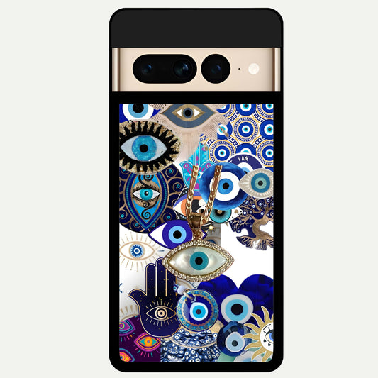  Mystic Charm Eye Glass Case For Google Pixel 7 Pro back cover – full design glossy printed glass finish