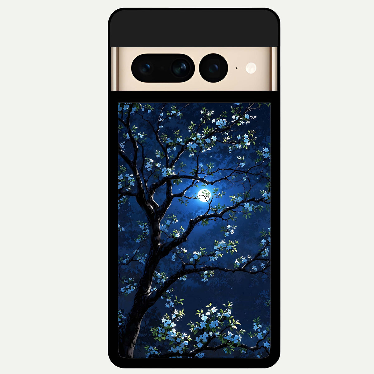  Mystic Floral Night Glass Case For Google Pixel 7 Pro back cover – full design glossy printed glass finish