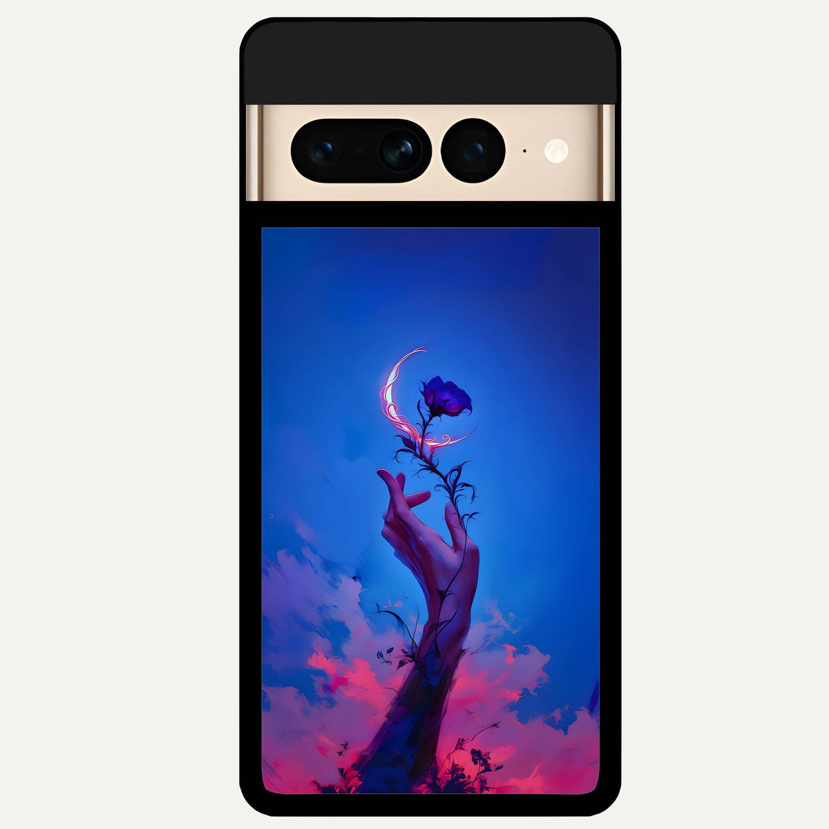  Mystic Hand Glass Case For Google Pixel 7 Pro back cover – full design glossy printed glass finish