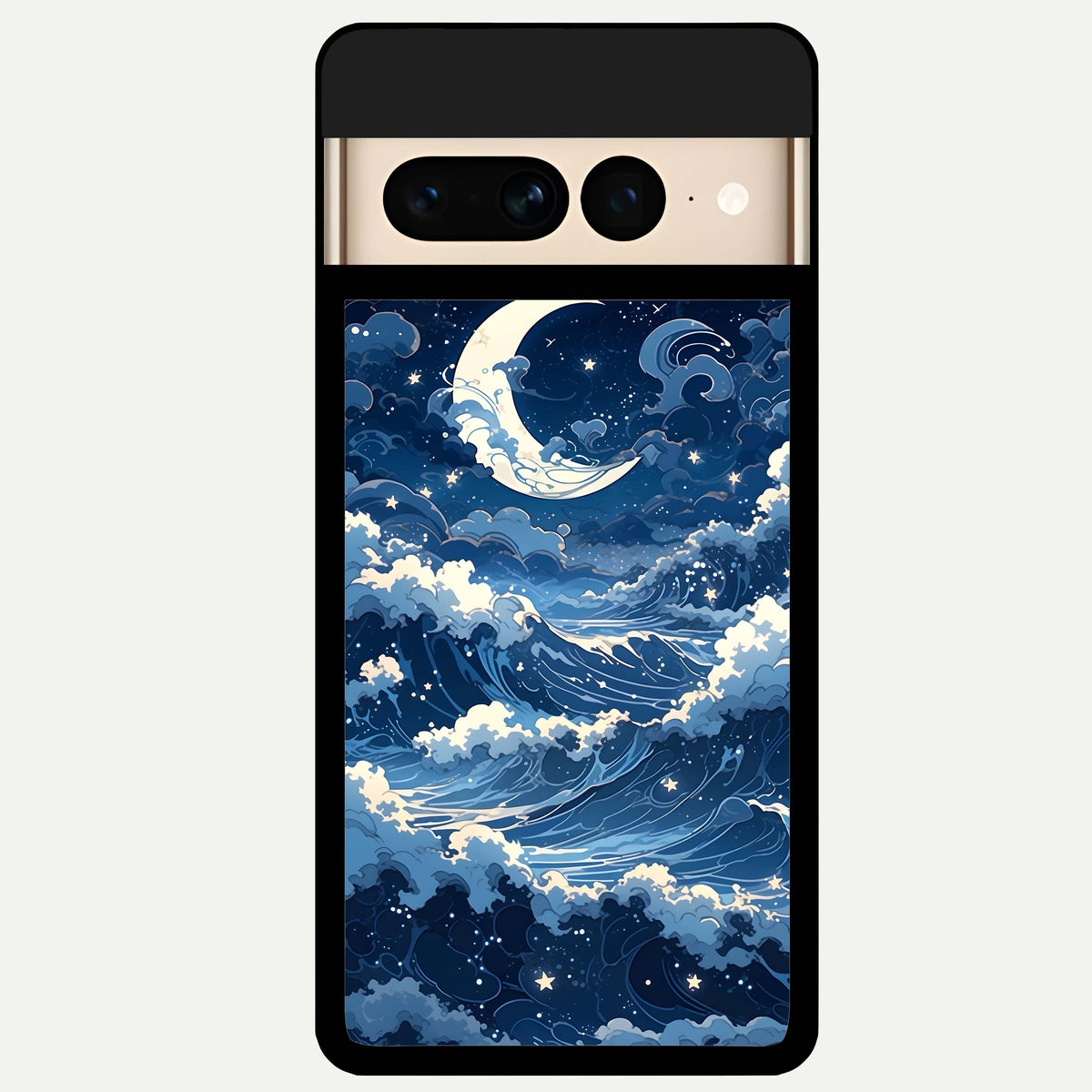  Ocean Moon Waves Glass Case For Google Pixel 7 Pro back cover – full design glossy printed glass finish