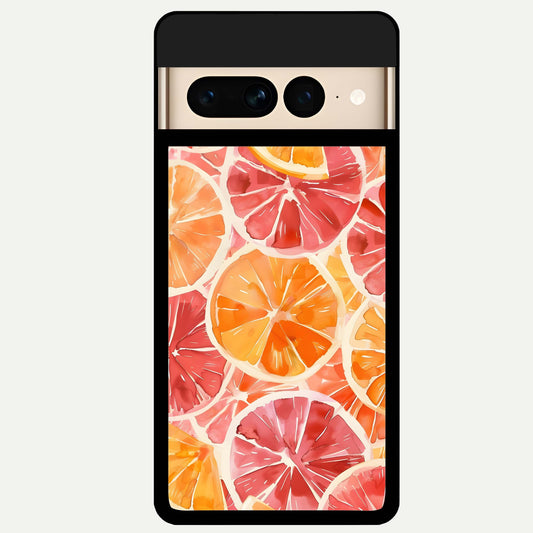  Orange Fruits Pattern Glass Case For Google Pixel 7 Pro back cover – full design glossy printed glass finish