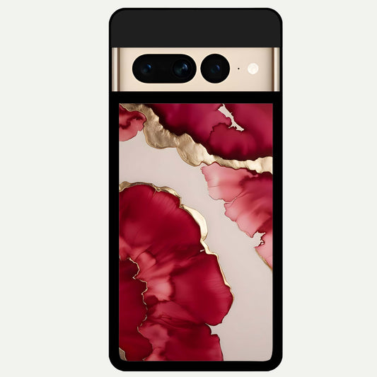  Pink And White Marble Glass Case For Google Pixel 7 Pro back cover – full design glossy printed glass finish