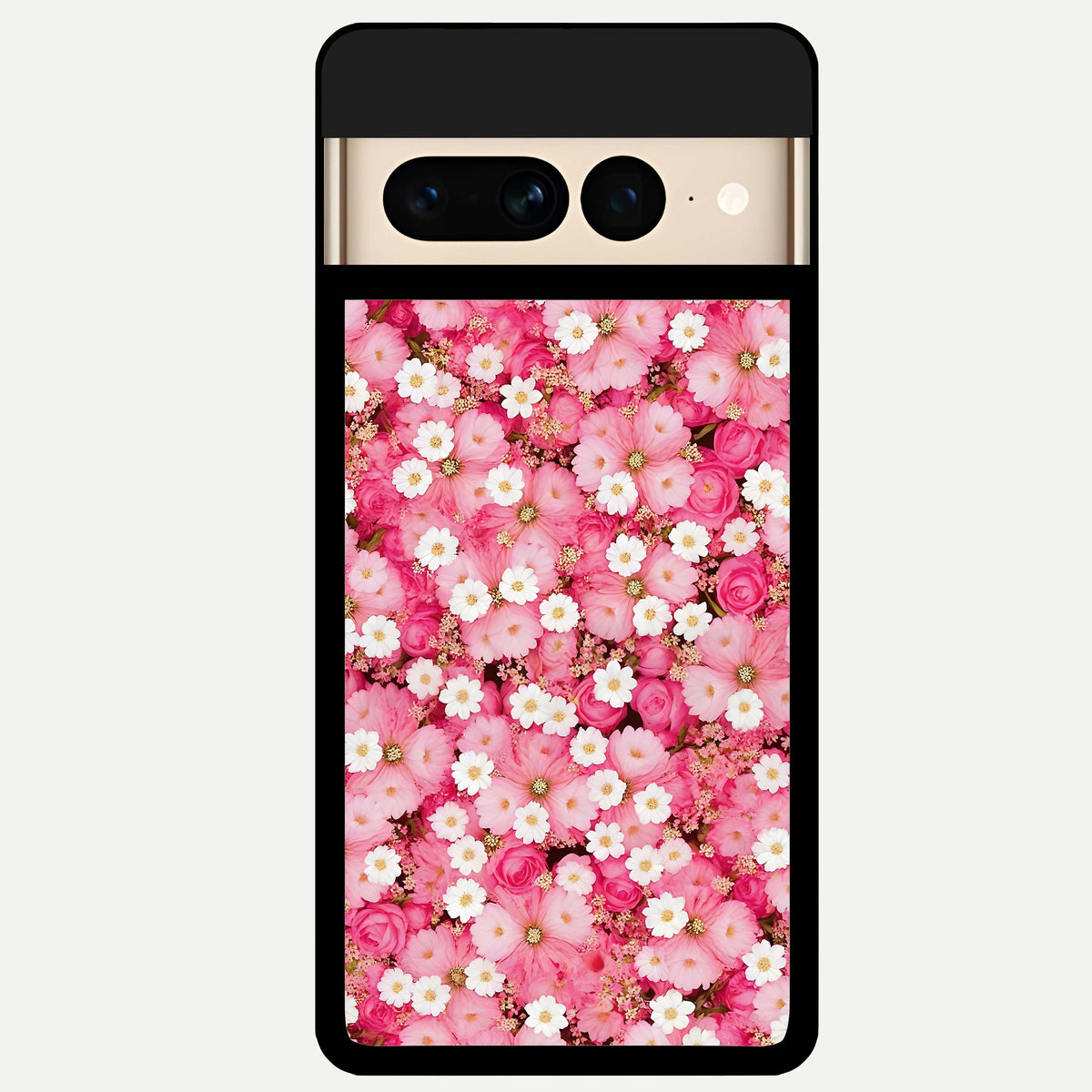  Pink Daisy Bliss Glass Case For Google Pixel 7 Pro back cover – full design glossy printed glass finish