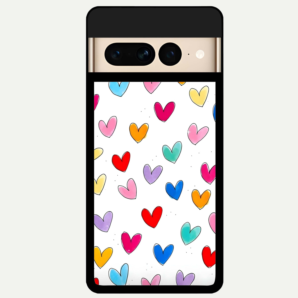  Playful Love Doodles Glass Case For Google Pixel 7 Pro back cover – full design glossy printed glass finish