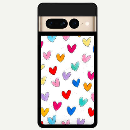  Playful Love Doodles Glass Case For Google Pixel 7 Pro back cover – full design glossy printed glass finish