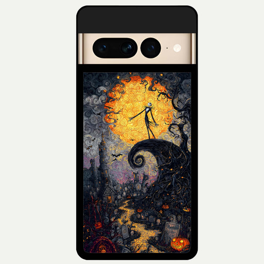  Pumpkin Moonlight Tale Glass Case For Google Pixel 7 Pro back cover – full design glossy printed glass finish