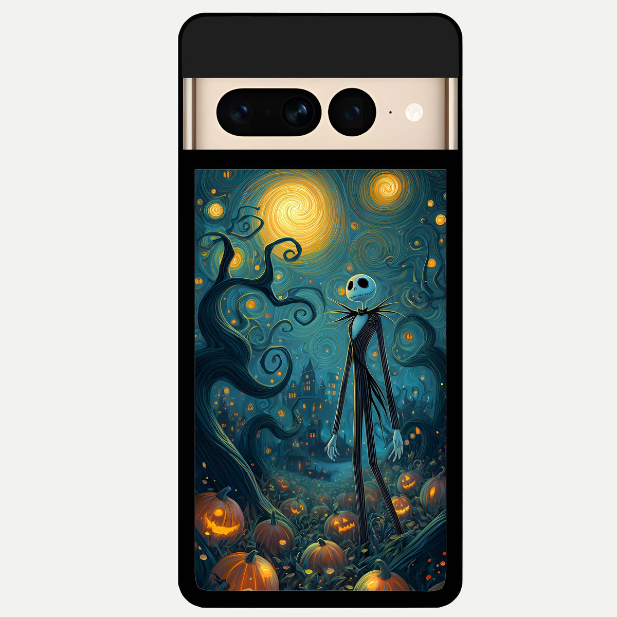  Pumpkin Moon Night Glass Case For Google Pixel 7 Pro back cover – full design glossy printed glass finish