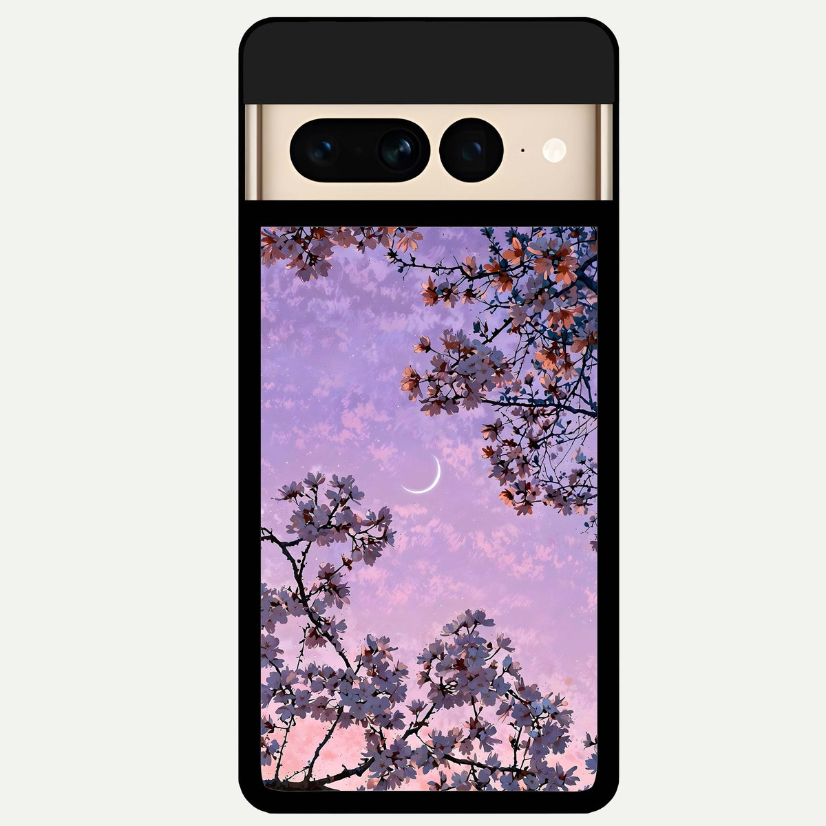  Purple Serenity Moon Glass Case For Google Pixel 7 Pro back cover – full design glossy printed glass finish