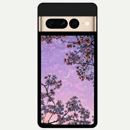  Purple Serenity Moon Glass Case For Google Pixel 7 Pro back cover – full design glossy printed glass finish