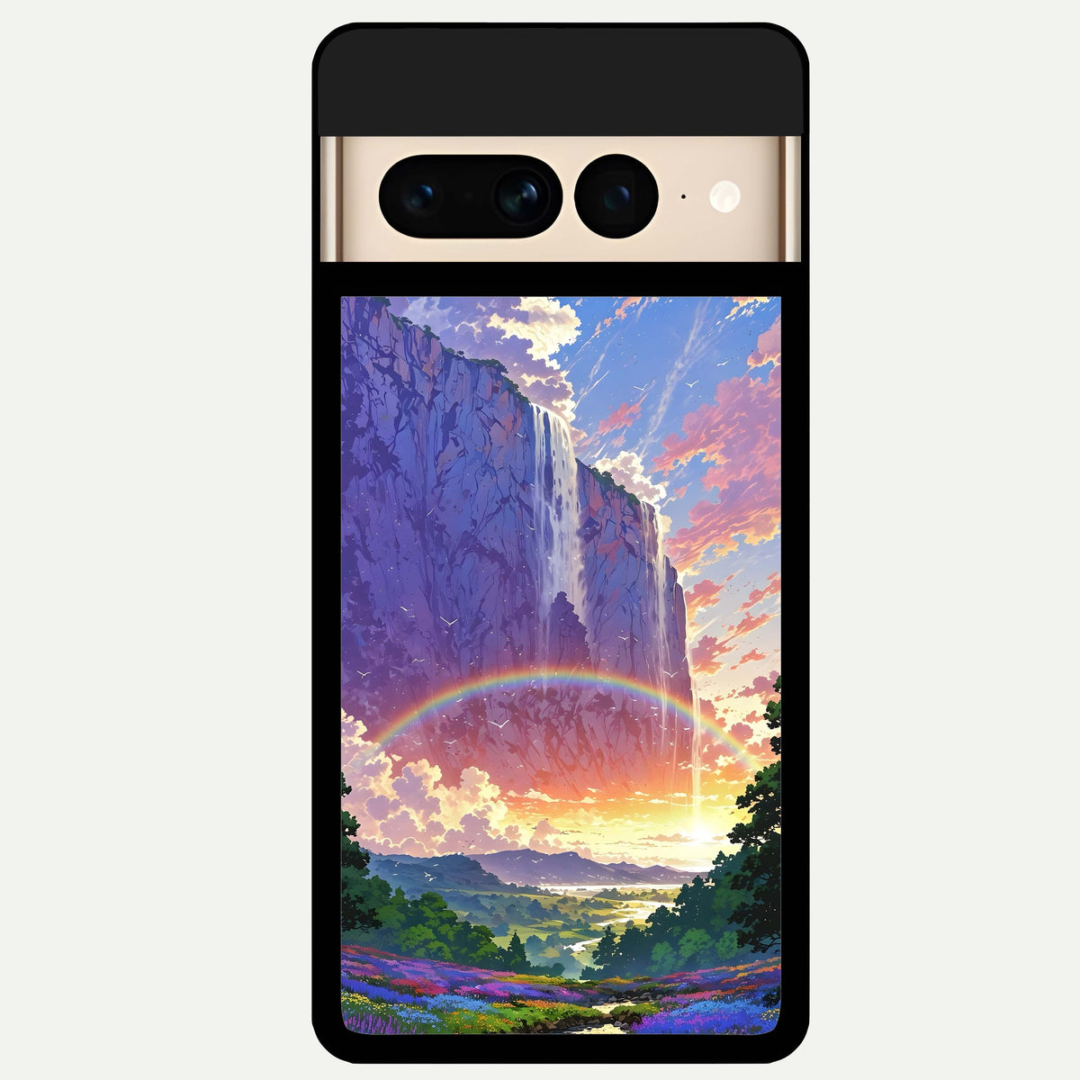  Rainbow Valley Dream Glass Case For Google Pixel 7 Pro back cover – full design glossy printed glass finish