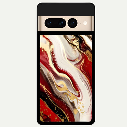  Red And White Marble Glass Case For Google Pixel 7 Pro back cover – full design glossy printed glass finish
