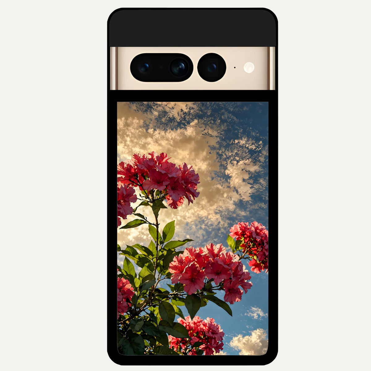  Red Bloom Skies Glass Case For Google Pixel 7 Pro back cover – full design glossy printed glass finish