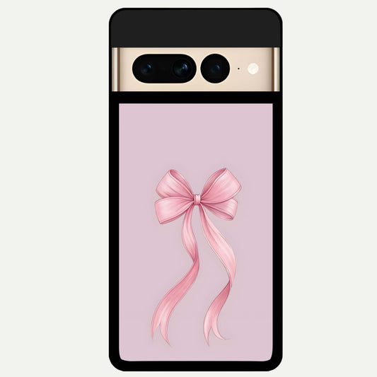  Soft Blush Bow Glass Case For Google Pixel 7 Pro back cover – full design glossy printed glass finish