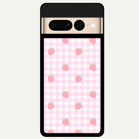  Strawberry Picnic Love Glass Case For Google Pixel 7 Pro back cover – full design glossy printed glass finish