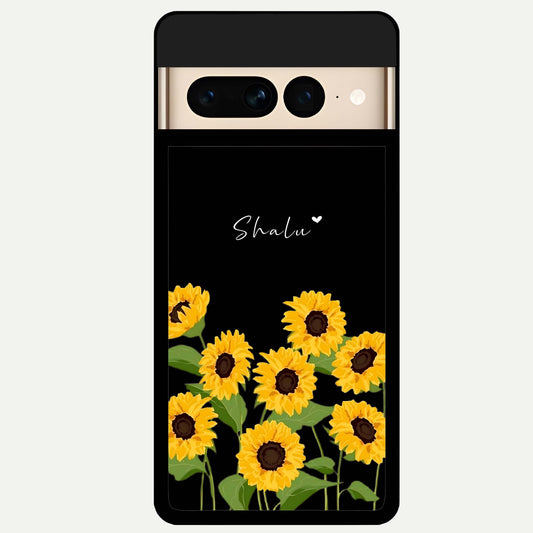  Sunflower Sky Bloom Glass Case For Google Pixel 7 Pro back cover – full design glossy printed glass finish