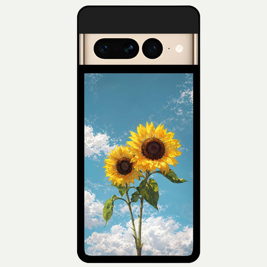  Sunlit Daisy Glow Glass Case For Google Pixel 7 Pro back cover – full design glossy printed glass finish