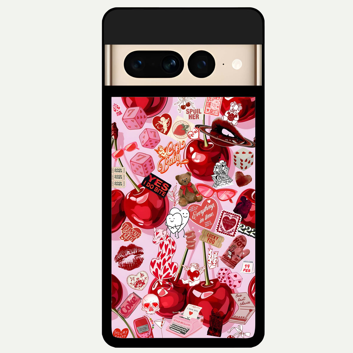  Sweet Cherry Chaos Glass Case For Google Pixel 7 Pro back cover – full design glossy printed glass finish