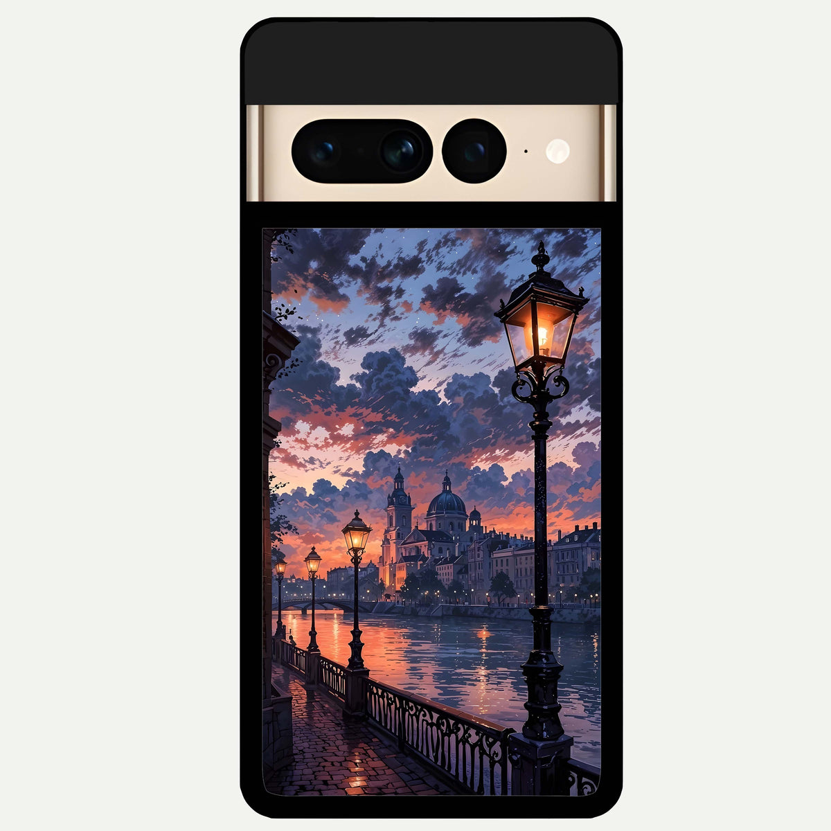  Twilight River Lights Glass Case For Google Pixel 7 Pro back cover – full design glossy printed glass finish