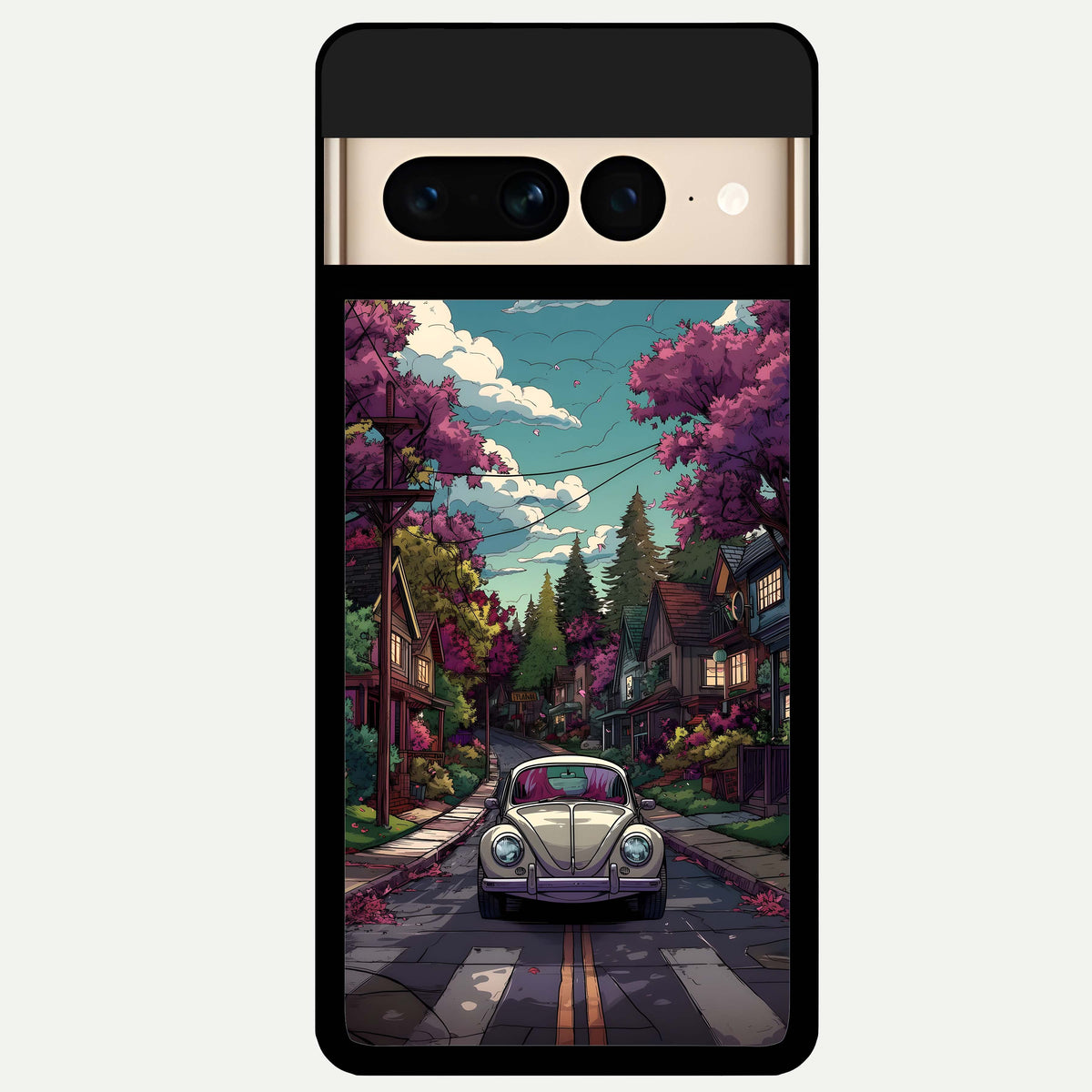  Vintage Street Drive Glass Case For Google Pixel 7 Pro back cover – full design glossy printed glass finish