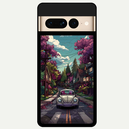  Vintage Street Drive Glass Case For Google Pixel 7 Pro back cover – full design glossy printed glass finish
