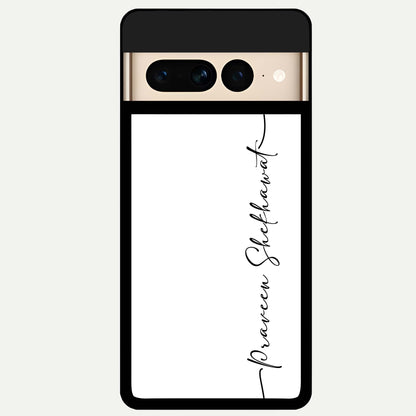  White Tune Custom Name Glass Case For Google Pixel 7 Pro back cover – personalized glossy printed glass finish