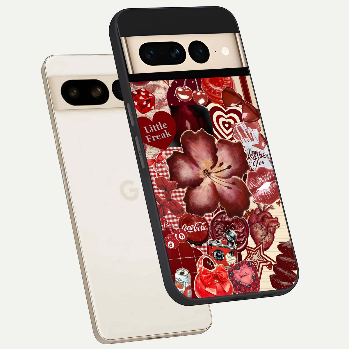  Aesthetic Little Freak phone case For Google Pixel 7 Pro showing premium glass back cover with detailed artwork