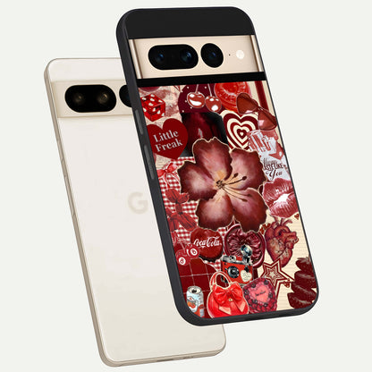  Aesthetic Little Freak phone case For Google Pixel 7 Pro showing premium glass back cover with detailed artwork