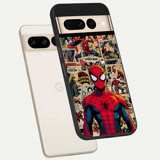  Aesthetic Spider phone case For Google Pixel 7 Pro showing premium glass back cover with detailed artwork