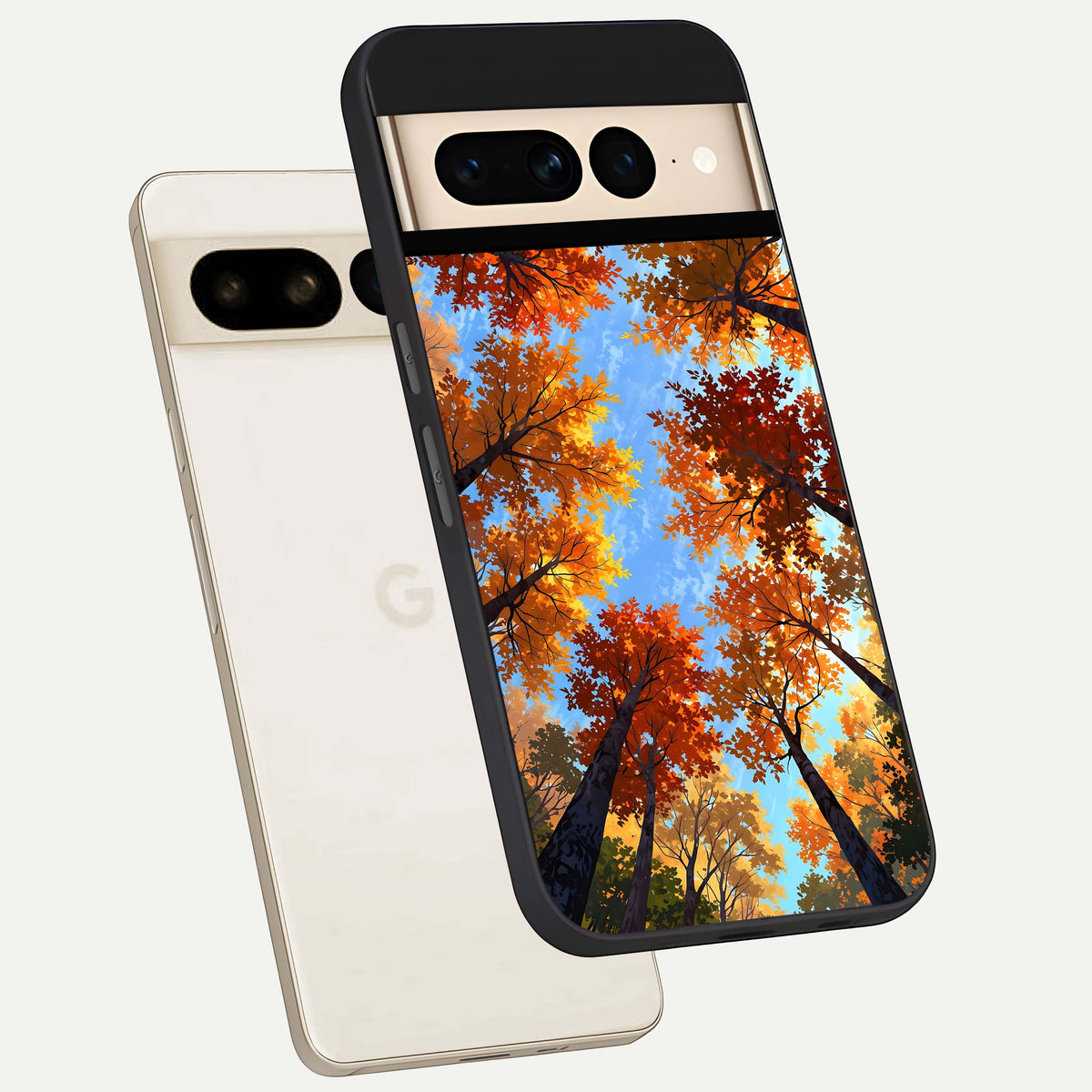  Autumn Sky Rise phone case For Google Pixel 7 Pro showing premium glass back cover with detailed artwork