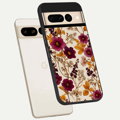  Autumn Wine Bloom phone case For Google Pixel 7 Pro showing premium glass back cover with detailed artwork