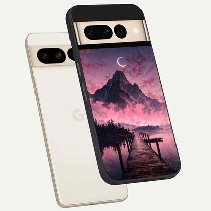  Beautiful Mountain View phone case For Google Pixel 7 Pro showing premium glass back cover with detailed artwork