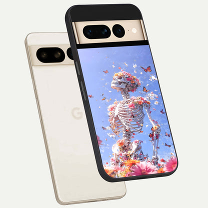  Bloom Beyond Bones phone case For Google Pixel 7 Pro showing premium glass back cover with detailed artwork
