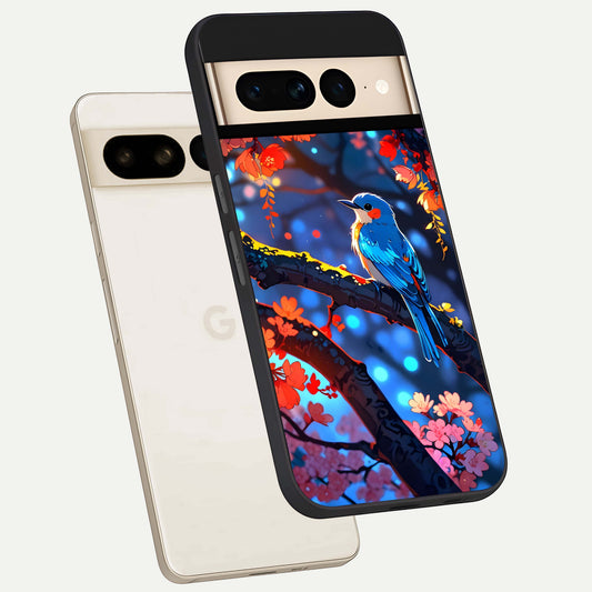  Blooming Water Drift phone case For Google Pixel 7 Pro showing premium glass back cover with detailed artwork