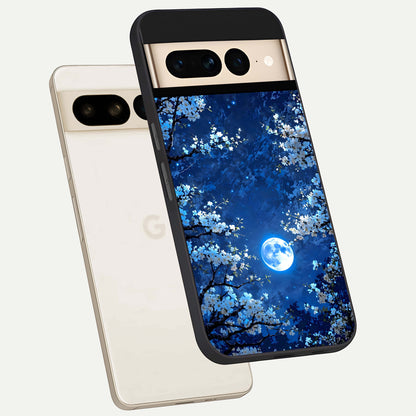  Blossom Moonlight Sky phone case For Google Pixel 7 Pro showing premium glass back cover with detailed artwork
